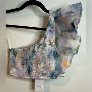 NWT MISA LOS ANGELES ONE SHOULDER RUCHED TOP SIZE SMALL